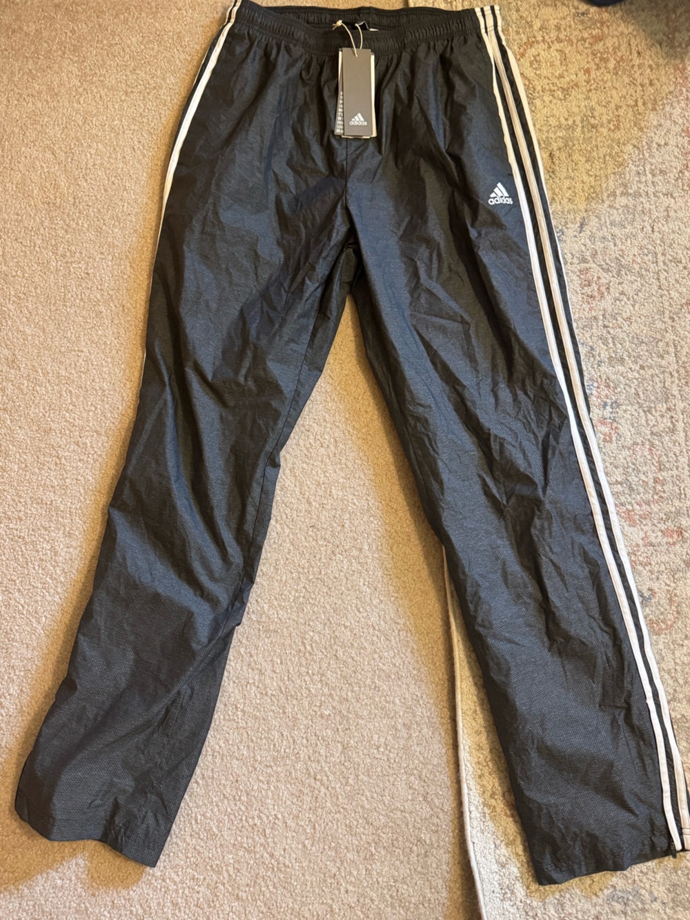 adidas Black Track Pants with White Three-Stripes